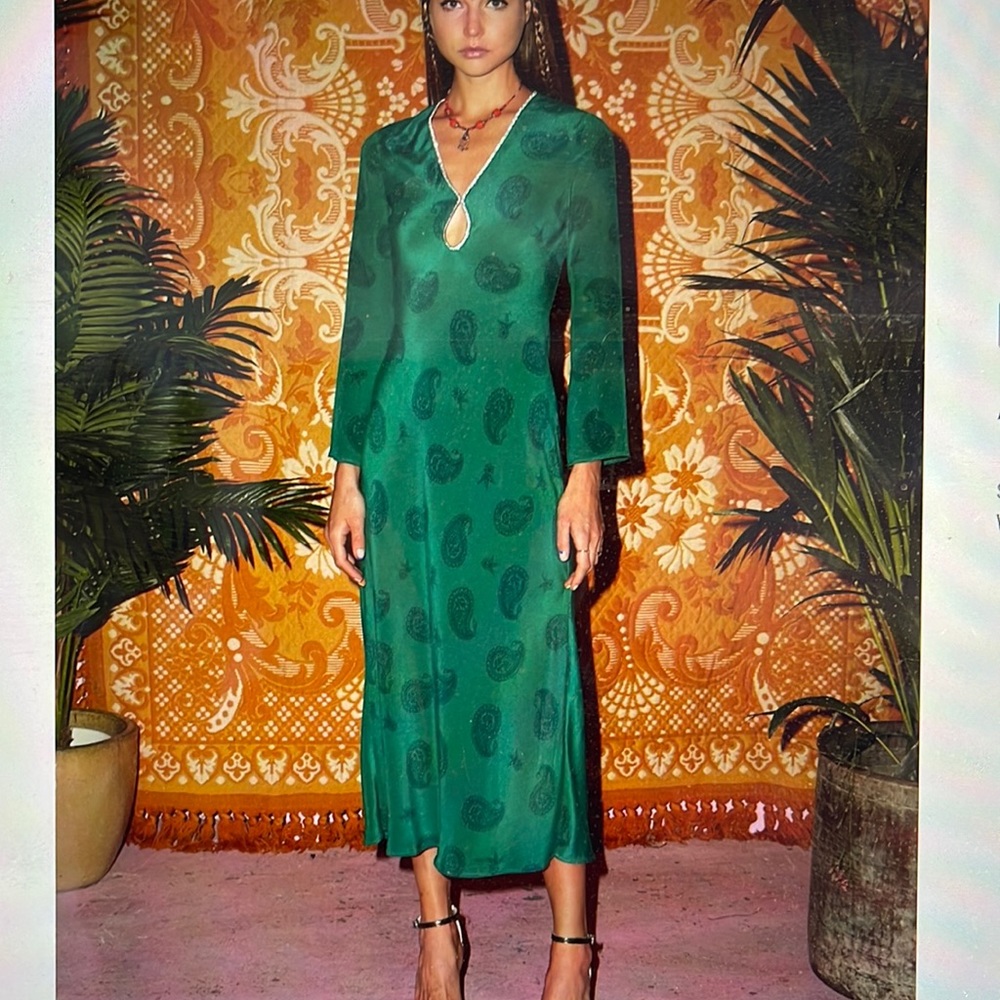 Rixo Rae Dress Green Paisley Size Small